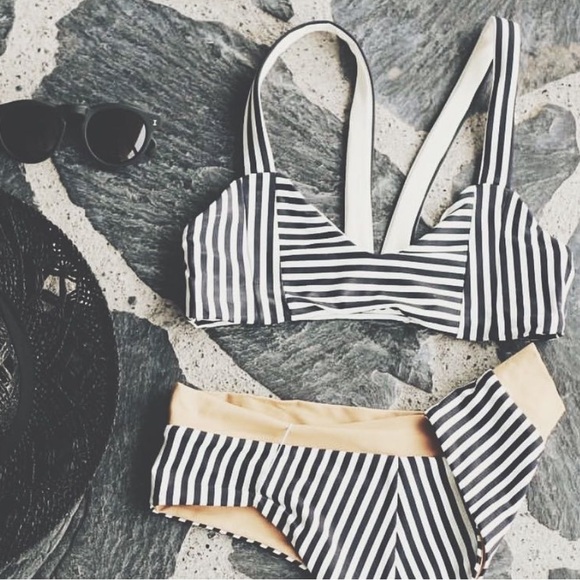 NWT Boys + Arrows Bikini Stripe Set M - Picture 9 of 13